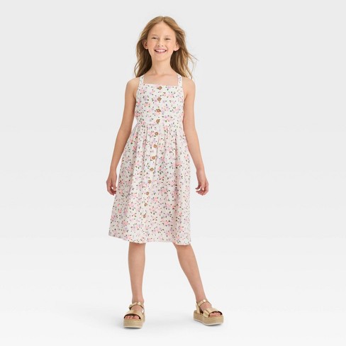 Girls' Sleeveless Woven Floral Midi Dress - Cat & Jack™ Cream M : Target