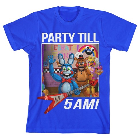 Five Nights at Freddy's Party Till 5 Am Boy's Royal Blue T-Shirt-L