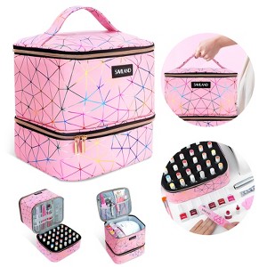 Saviland Studio-Compact Polish Organizer: PU Leather Case w/ Modular Compartments - Holds 30 Bottles & Nail Lamp Mobile Storage System. - 1 of 4