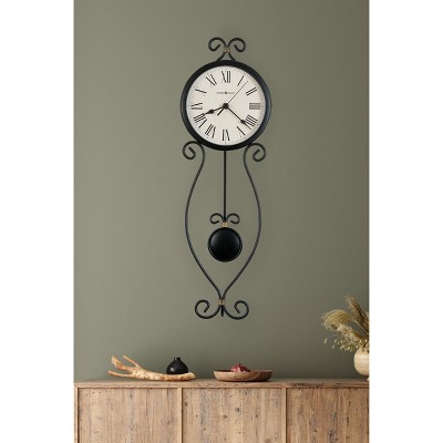 Ivana Antique Black and Gold Wrought-Iron Wall Clock