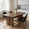 HomeRoots 84" Dark Brown Wood Self-Storing Leaf Trestle Base Extension Dining Table - 2 of 4