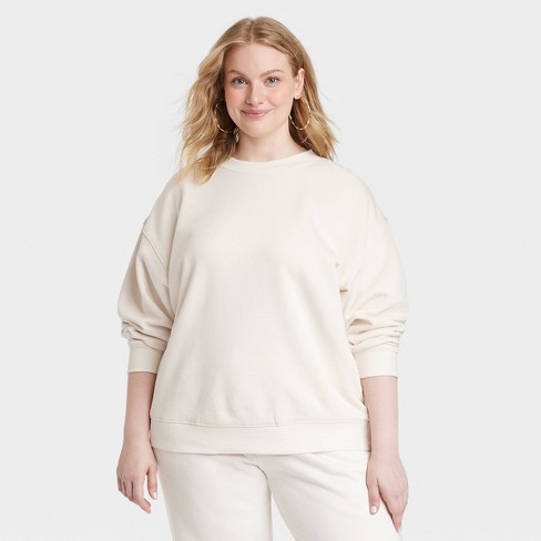 Women s Leisure Studio Oversized Pullover Sweatshirt Universal Thread Cream Xxl Target