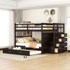 NicBex Full Over Full/Twin Over Twin Bunk Bed with Trundle and Staircase Loft Bed with Guardrails and Storage Drawers for Bedroom,White/Black/Gray - 2 of 4
