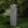 LuxenHome Patina Gray Resin Pillar Birds Bubbler Outdoor Fountain with Lights - 2 of 4