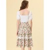 Allegra K Women's Boho Floral Lace Insert Drawstring Elastic Waist Summer Midi Skirt - 3 of 4