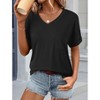 Womens Summer T Shirts V Neck Short Sleeve Blouses Casual Tunic Tops With Pockets 2025 Trendy Beach - 2 of 3