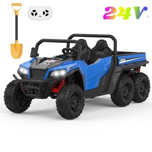Garvee 24V 4WD 6-Wheel Ride On Dump Truck for Kids, 2-Seater Electric Truck with Remote Control, Motorized Dump Bed, Shovel, LED Lights & Music - 1 of 4
