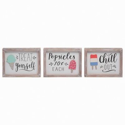 Transpac Wood Ice Cream Block Decor Set of 3 Spring Home Decorations