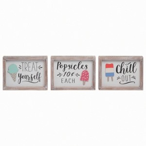 Transpac Wood Ice Cream Block Decor Set of 3 Spring Home Decorations - 1 of 1