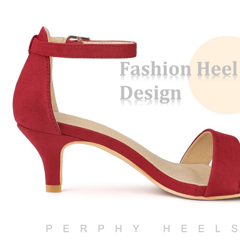 Perphy Women's Open Toe Ankle Strap Kitten Heels Sandals, 4 of 7