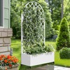 Lirago 6 ft. H x 3 ft. W Metal Planter Box privacy screen Garden Bed with Trellis and Wheels White - 2 of 4