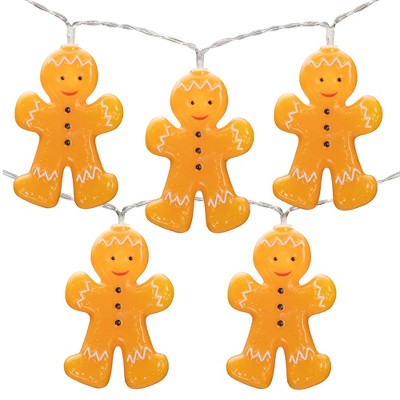 Northlight 10-Count Warm White LED Gingerbread Men Christmas Fairy Lights, 4ft Copper Wire
