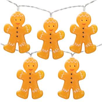 Northlight 10-Count LED Orange Gingerbread Men Christmas Fairy Lights, 4ft, Copper Wire