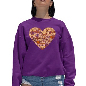 LA Pop Art Thanksgiving Heart - Women's Word Art Crewneck Sweatshirt - 1 of 4