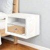 HomeRoots 13" White Wood And Mirrored Glass One Drawer Floating Nightstand - 2 of 4