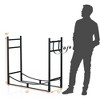 Costway 33'' Firewood Rack W/ Removable Kindling Holder Steel Fireplace Wood - 3 of 4