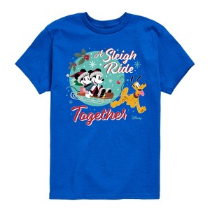 Boys' - Disney - Mickey, Minnie, & Pluto Sleigh Ride Together Christmas Short Sleeve Graphic T-Shirt - 1 of 4