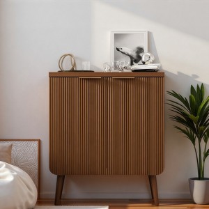 FONTOI 23.6" Storage Cabinet, Sideboard Buffet Cabinet with Adjustable Shelf, Modern Fluted Buffet Cabinet for Dining Room, Brown, 23.6*"11.8*"27.6" - 1 of 4