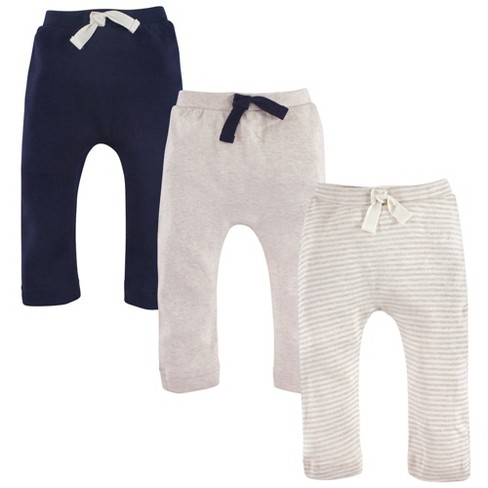 Touched by Nature Baby and Toddler Boy Organic Cotton Pants 3pk, Oatmeal  Navy, 18-24 Months