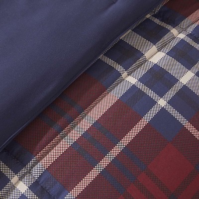 King Red Plaid Microfiber Down Alternative Comforter Set