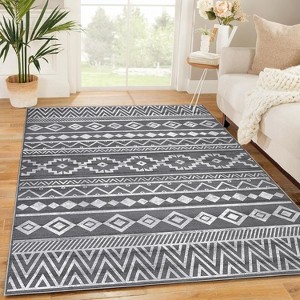 Washable Area Rug, Living Room Rug for Bedroom, Soft Boho Rug Non Slip Geometric Indoor Floor Carpet for Home Office Kitchen - 1 of 4