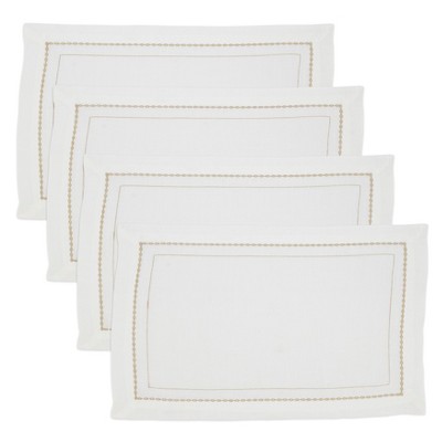 Gold Embroidered Chainlink Polyester Rectangle Placemats, Set of 4
