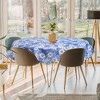 60" Dia Round Vinyl Water Oil Resistant Printed Tablecloths Blue Daisy - PiccoCasa - 3 of 4