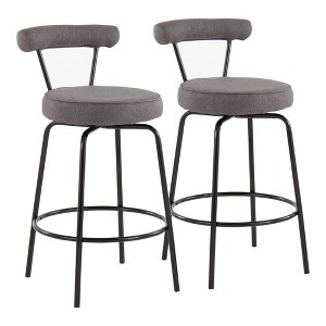 Padded Counter Stool with Swivel and Chrome Metal Frame for Kitchen Island or Home Bar, Set of 2 - 1 of 4