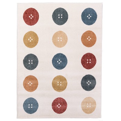 Orian Playroom Buttons White Rug