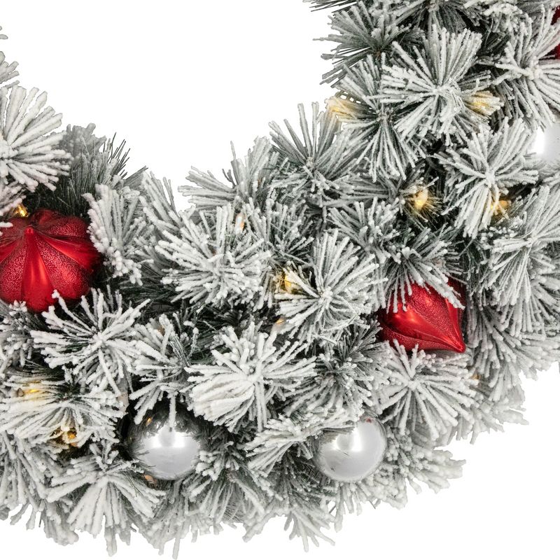 Northlight Pre-Lit Battery Operated Snowy Bristle Pine Christmas Wreath - 30" - Warm White LED Lights, 6 of 8