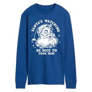Men's - Instant Message - Santas Watching Be Nice To Mom Long Sleeve Graphic T-Shirt - 1 of 4