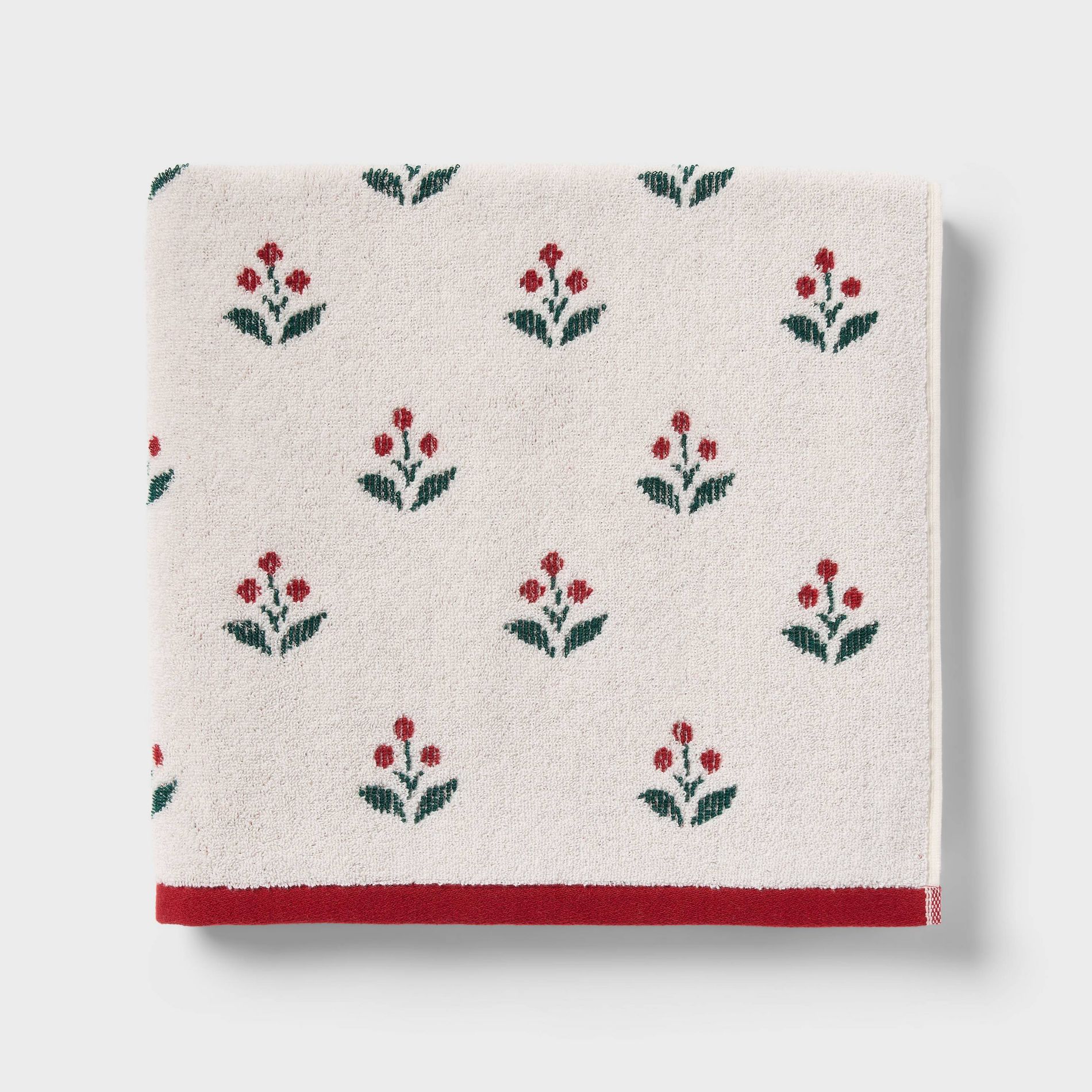 Holly Christmas Bath Towel Ivory - Threshold™