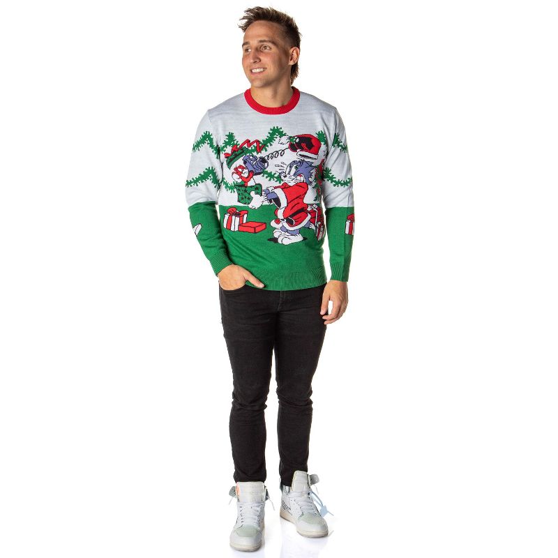 Tom And Jerry Men's Surprise Christmas Present Ugly Sweater Knit Pullover, 5 of 8