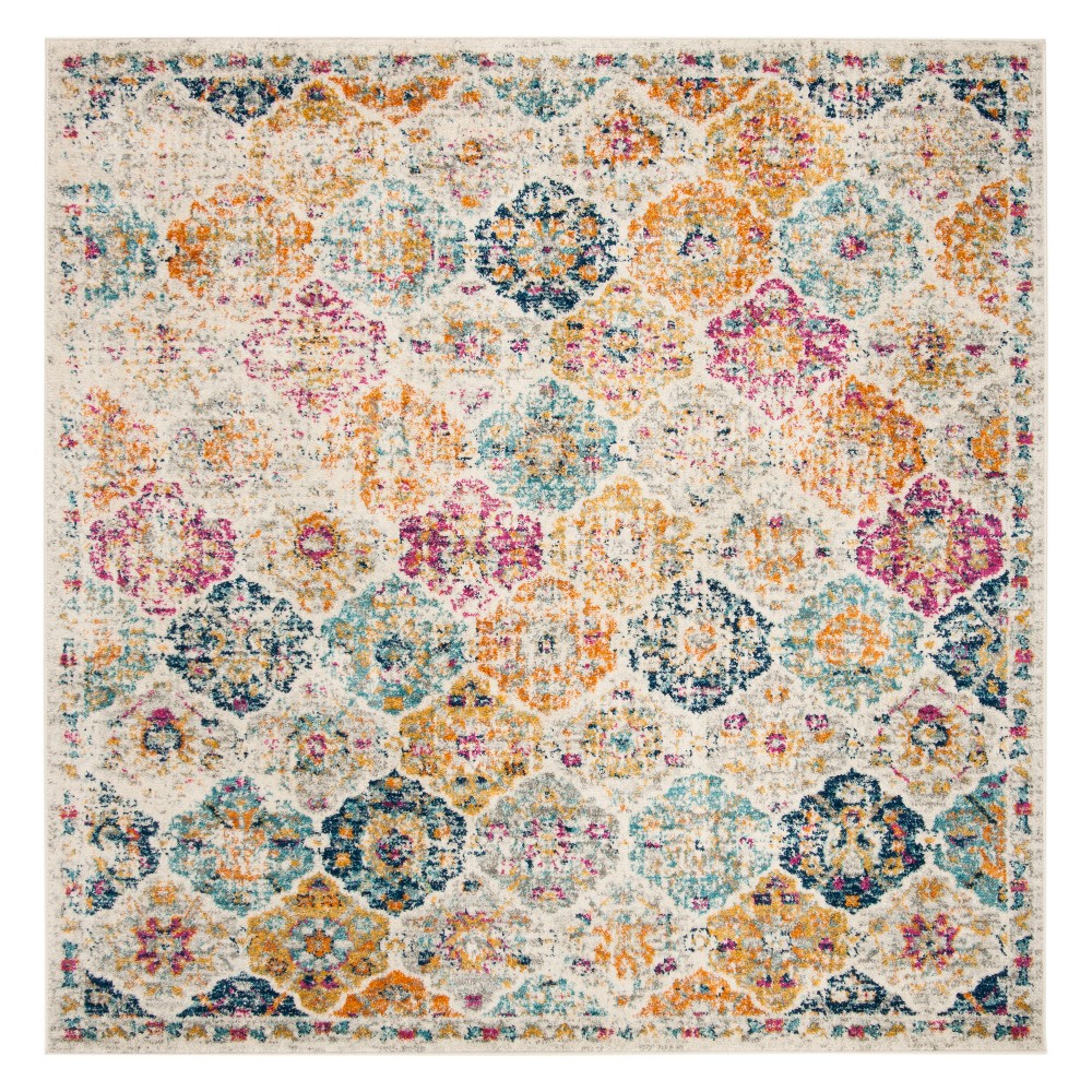 9'x9' Medallion Loomed Square Area Rug Cream - Safavieh