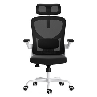 GlasFlength Task and Office Chairs Adjustable Office Chair Ergonomic Swivel Chair Computer Arm Chair for Long Sitting, White, 23.43"*23.43"*48.4"