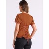 INSPIRE CHIC Women's Square Neck Solid Color Puff Short Sleeve Lace Up Gothic Blouse - 3 of 4
