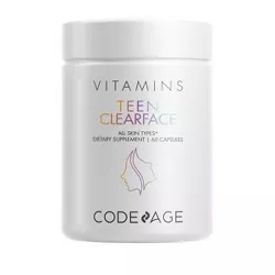 Codeage Teen Clearface Vitamins - All Skin Type Multivitamins, Minerals, Probiotics Supplement for Boys & Girls Ages 12-18 - 60ct