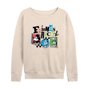 Women's - Disney - Friends Rock Lightweight French Terry Wide Neck Long Sleeve Shirt - 1 of 4