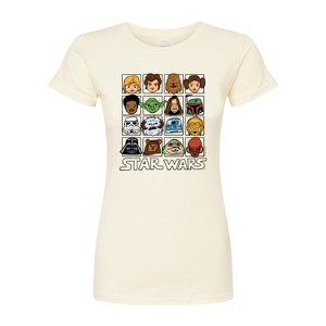 Women's - Star Wars - Yoda and Friends Face Grid Fitted Graphic T-Shirt - 1 of 2