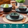 vancasso 16 Piece Set Of Matte Colored Glaze+Kiln Change Glaze Dark Green Ceramic Tableware Set Serving 4 People - 4 of 4