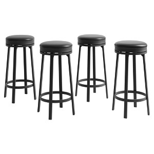Swivel Bar Stools Set of 4 - 30 Inch Counter Height, Upholstered PU Leather Cushion, Backless Round Design, Metal Frame, Kitchen Home Bar - 1 of 4