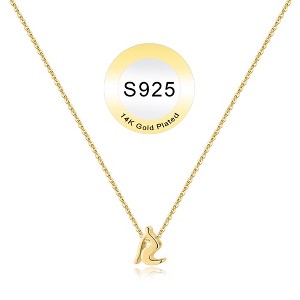 Turandoss S925 Sterling Silver Initial Necklace for Women Girls, Dainty 18K Gold Letter Necklace, Gold Jewelry for Women, Gifts for Girls, 16+3Inches - 1 of 4