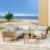 Christopher Knight Home Dorell Outdoor Acacia Wood and Wicker 5 Seater Sectional Sofa Set with Water-Resistant Cushions - 2 of 4