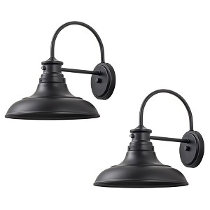 C Cattleya 1-Light Matte Black Dusk to Dawn LED Outdoor Barn Light (2-Pack) - 1 of 4