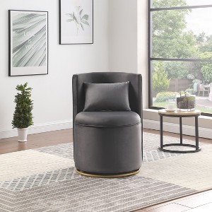 CAVINAS Swivel Accent Chair,Lounge Chair with Storage Function,Gold Metal Base,Velvet Upholstered Curved Chair for Living Room,Nursery,Bedroom - 1 of 4