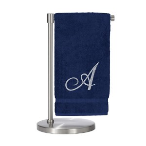 BC BARE COTTON Monogrammed Bath Towel, Personalized Gift, 27 x 54 inches - Set of 1 - Navy - Silver Script - 1 of 1