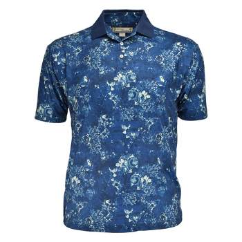 Beyond Paradise Men's Abstract Blue Print Polo Shirt