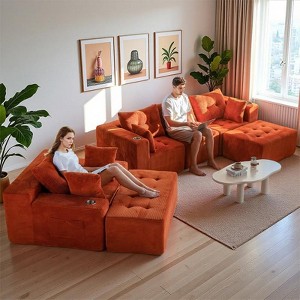 MAXYOYO 101" Modular Couch with Chaise and 49'' Boneless Chaise Lounge, Sofa in A Box, No Assembly Required, 3 Packages Shipping - 1 of 1