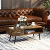 HOMCOM 43 inch Mid-Century Modern Coffee Table with Drawer and Shelf, Rectangular Center Table for Living Room, Cocktail Table, Rustic Brown - 2 of 4