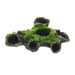 Aquarium Decor, Fish Tank Hiding House - Resin Moss Tree House for Fish & Shrimp, Lifelike Grass, Safe & Easy to Clean Aquarium Accessories - 1 of 4